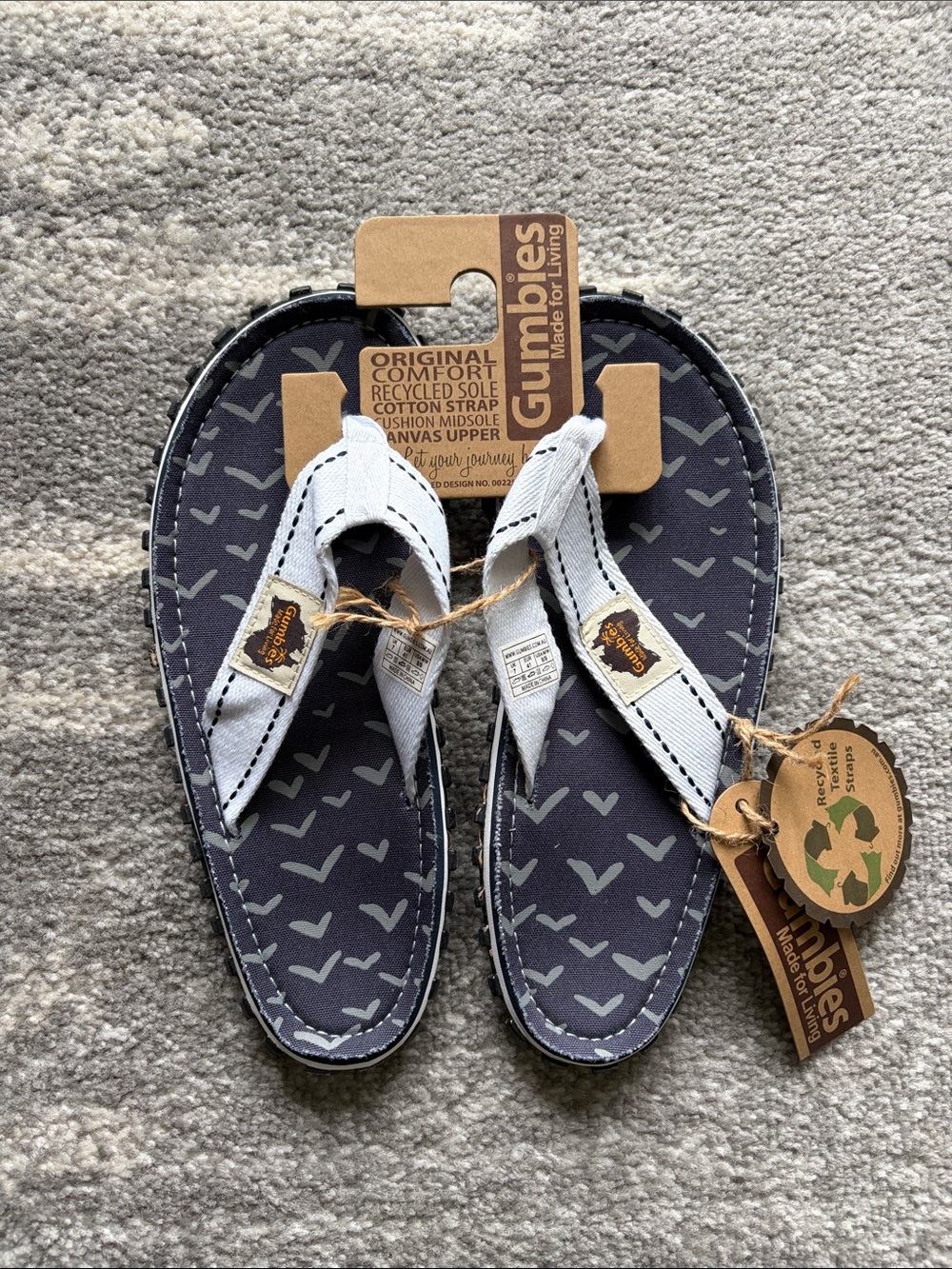 Adult White and Navy Flip Flop Sandals
